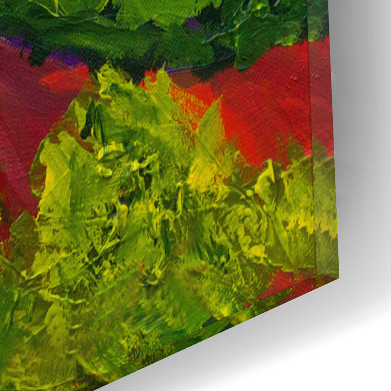  «Deep Ridge Red Hill» par Allan Friedlander, art mural en verre, 12 po x 12 po
