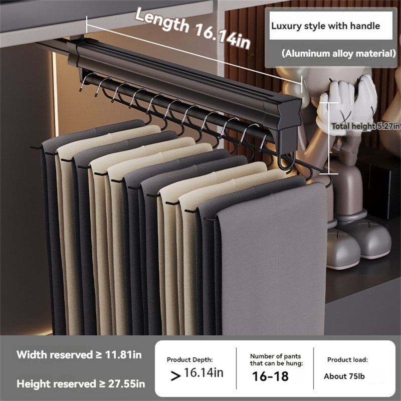 Extendable Trousers Rack With Slide Rail, 5.27" H x 1" W x 16.14" D