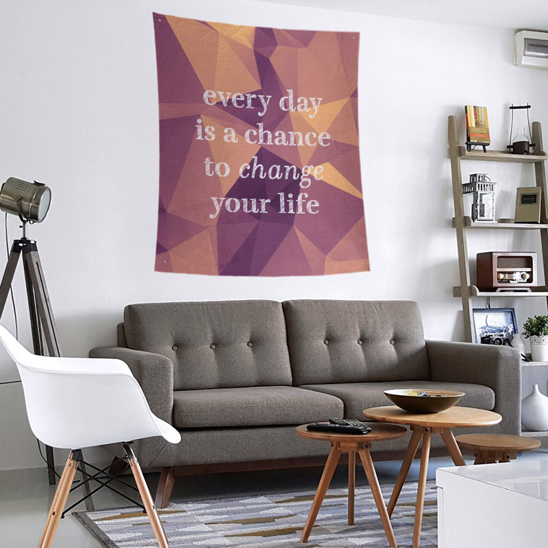 Tapisserie de polyester, changer votre citation à vie, H 80 po x l 68 po, Morganite