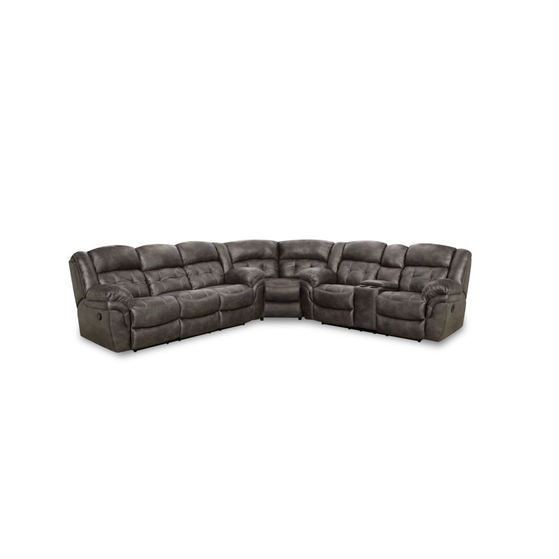 Teandrea Power Reclining Console Sectional - Charcoal, Grey