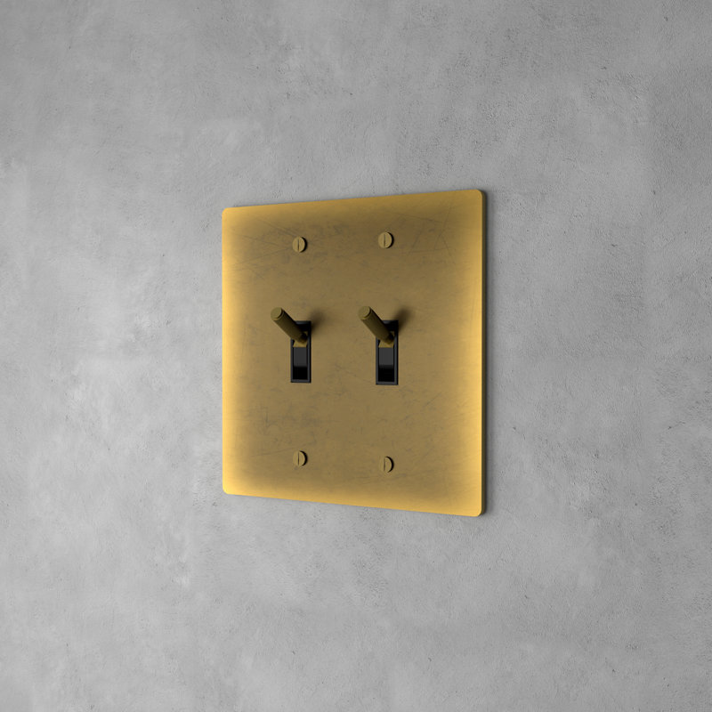 Ozarke Modern Brass Toggle Switch, Vintage Brass with Patina, 1 Gang 2 Way
