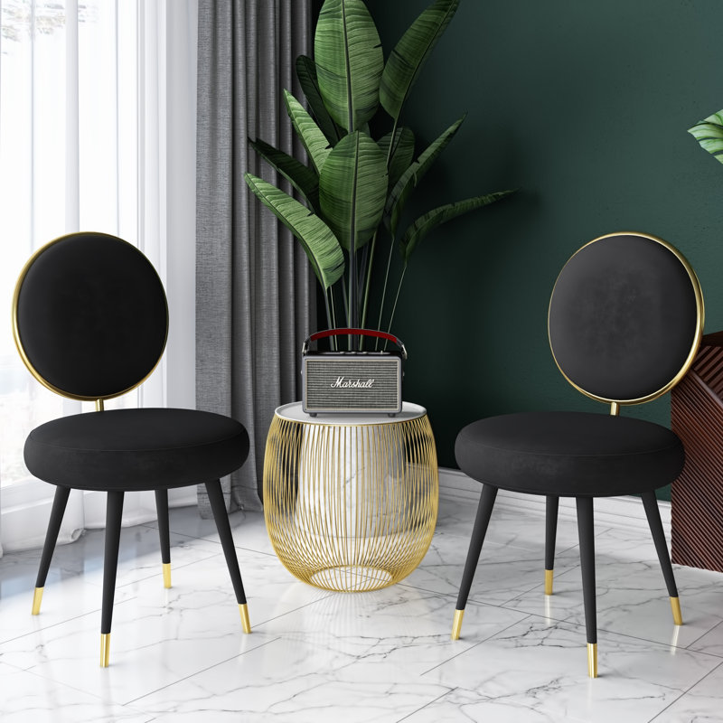 Chaise d'appoint rembourrée Marmande, Velours noir