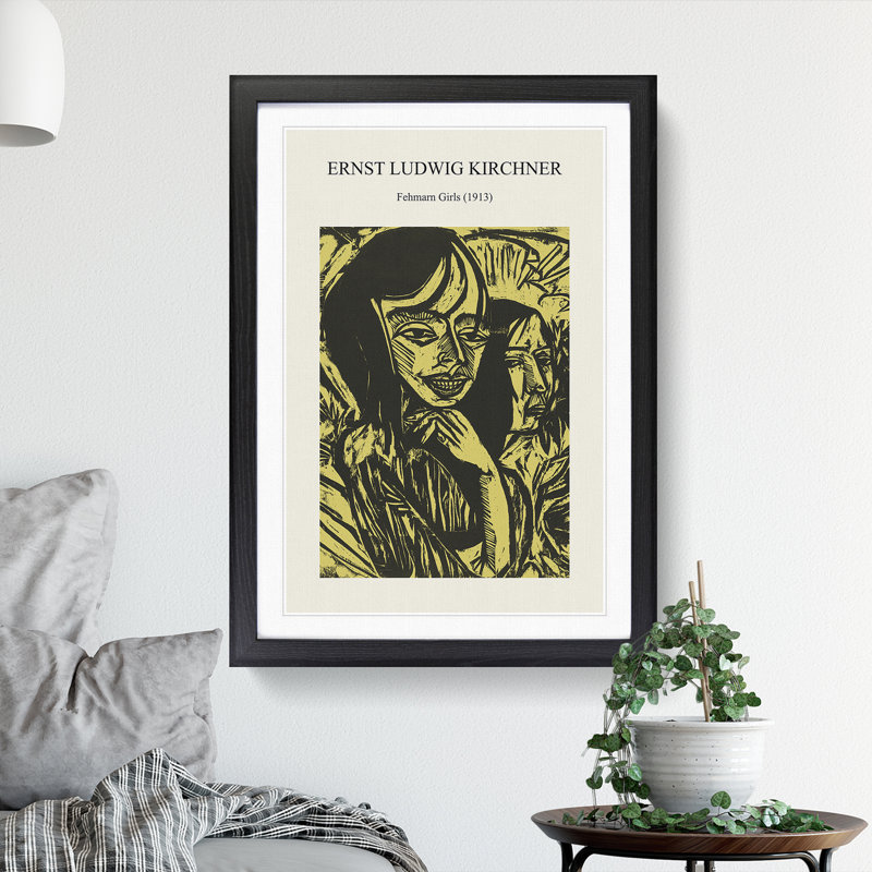 Fehmarn Girls by Ernst Ludwig Kirchner - Single Picture Frame Print, 48cm H x 36cm W x 2cm D, Black Framed