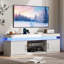 Meuble télé 59 po avec lumière DEL RVB et station de charge, console multimédia pour téléviseur de 65 po ou moins-548899385