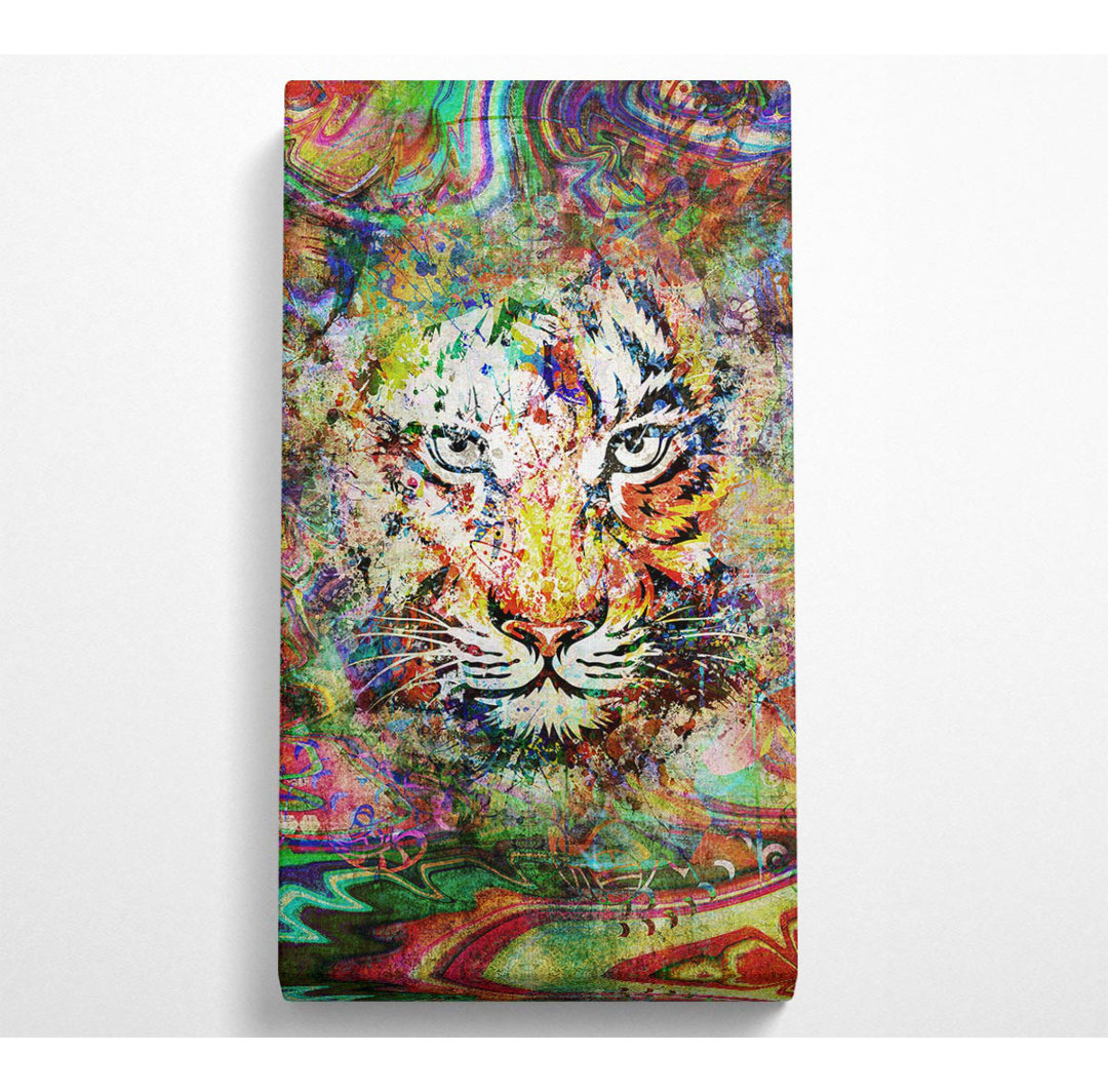 Rainbow Splash Tiger Wide - Wrapped Canvas Kunstdrucke