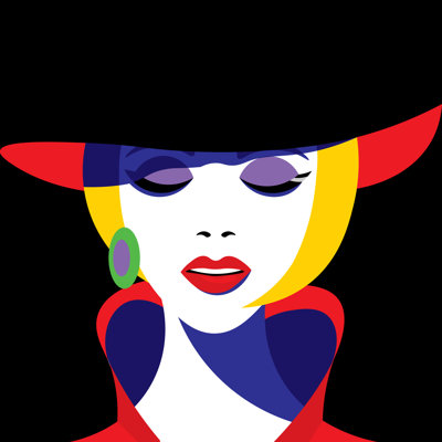 Girl In Hat In Pop Art Style. Vector Graphics. - Wrapped Canvas Print