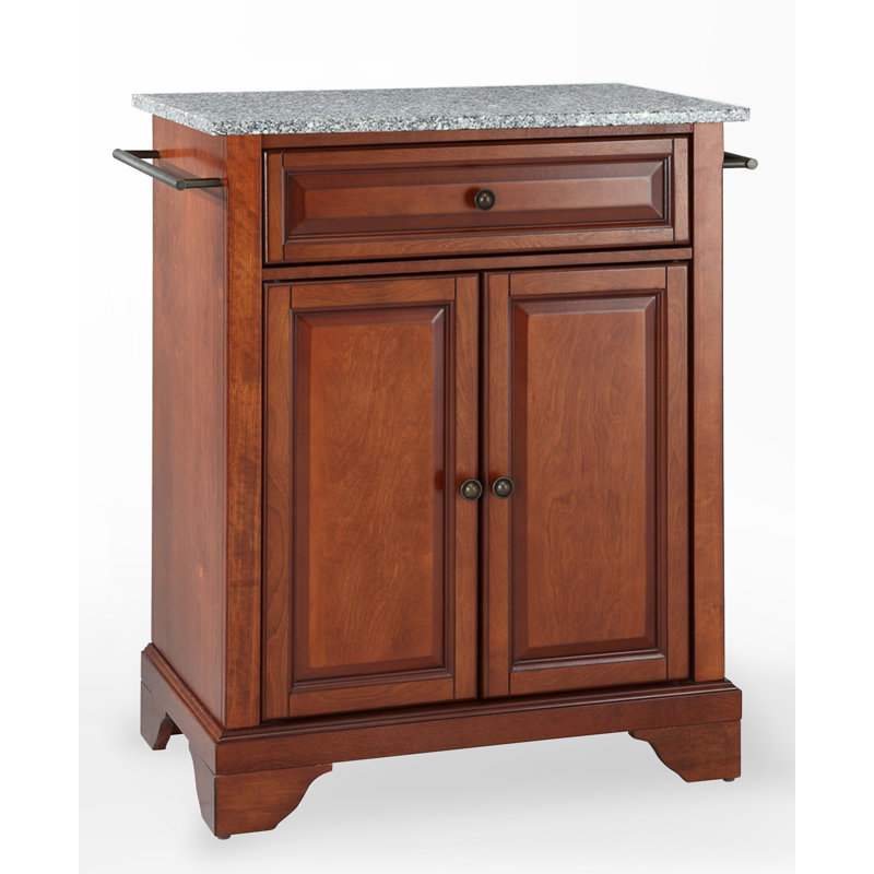 Hedon Granite Top Kitchen Cart, Classic Cherry