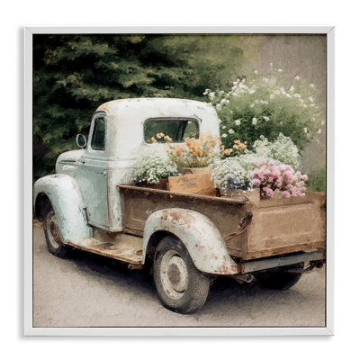 «Country Florals In Truck On», impression sur toile