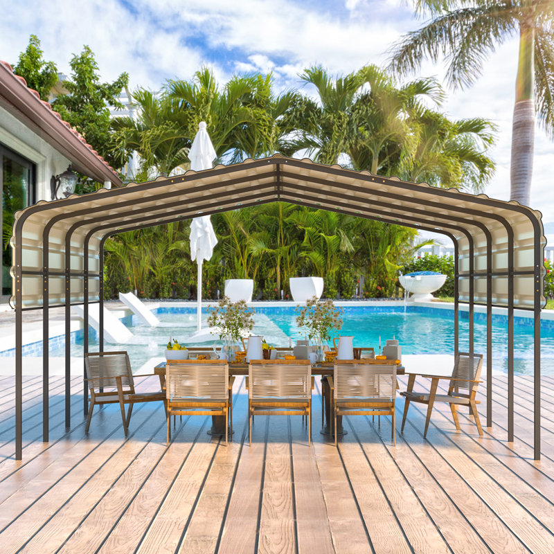 12 Ft. W x 20 Ft. D Carport with Galvanized Steel Roof