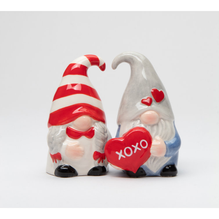 Hand Painted Valentine Salt & Pepper Shakers with Tiny Red & Pink Hearts