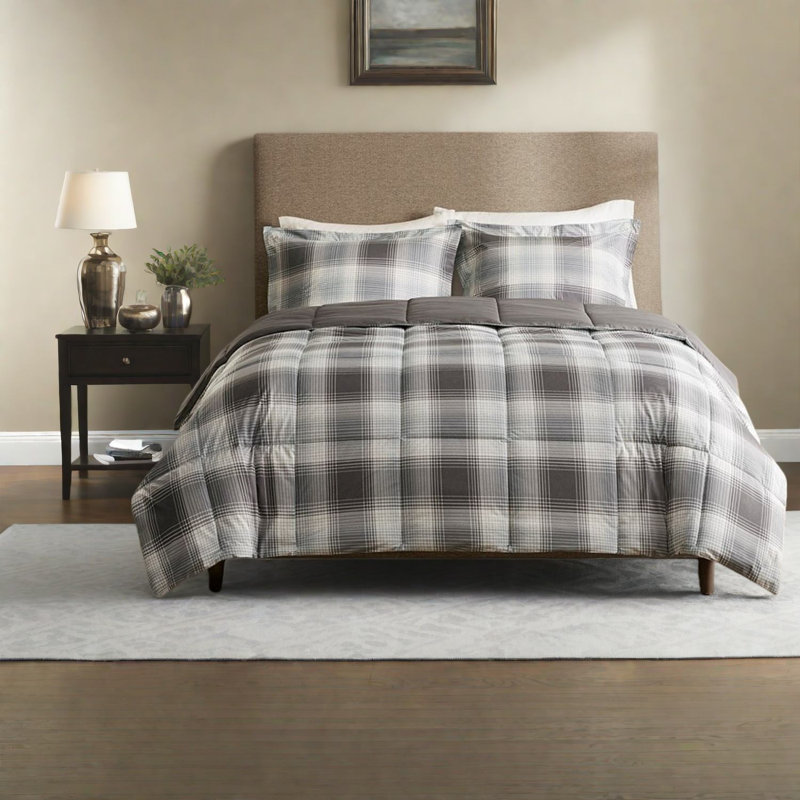 Cozy Bedding Sets Microfiber Full Queen Rustic Plaid For Home