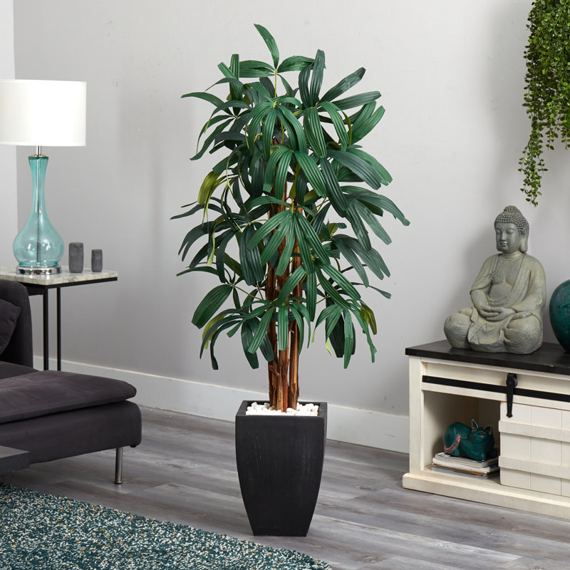 65'' Faux Palm Tree in Stone Planter