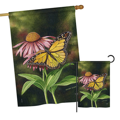 Échinacée de jardin 2 côtés en polyester 40 x 28 po ensemble de drapeau