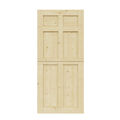 Slab Only, Unfinished Dutch Door, 6 Panel Half Split Single Door Slab Natural Pine Solid Wood