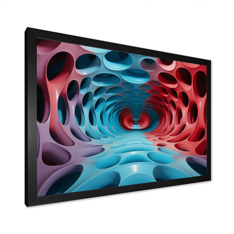«Op Blue and Red Focus», reproduction sur toile, Cadre photo noir, H 24 po x l 32 po x P 1 po