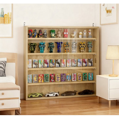 Vitrine pour objets de collection, porte transparente pour vitrine et tablettes réglables