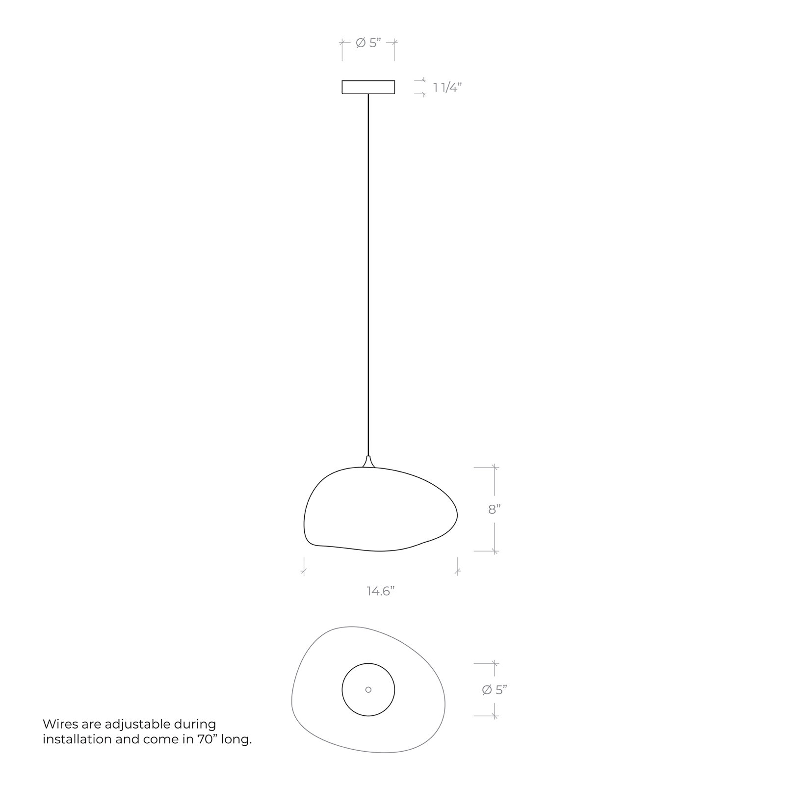 Kloud 1 - Light Single Globe Pendant, Black, Light Amber, 8" H x 14.6" W x 12" D