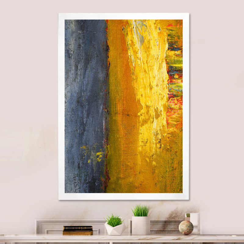 Motif de toile grunge et jaune - Illustration moderne et contemporaine sur toile, H 36 po x l 24 po x P 1 po