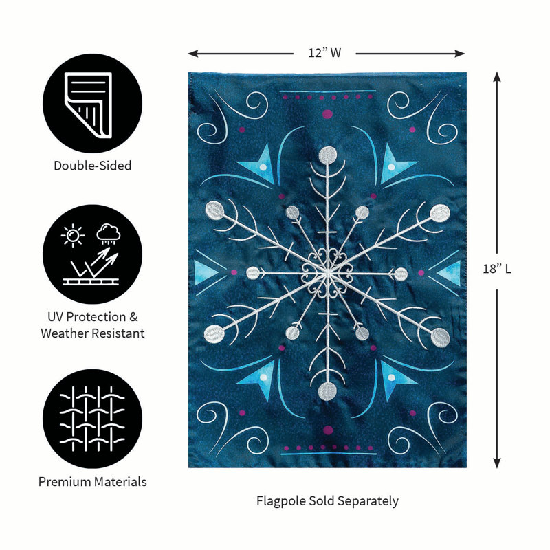Drapeau de jardin bleu flocon de neige