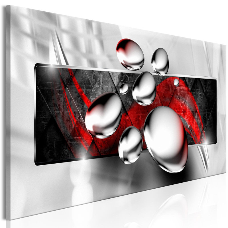 Pierres brillantes rouge étroit sur toile, H 20 po x l 59 po x P 0,7 po