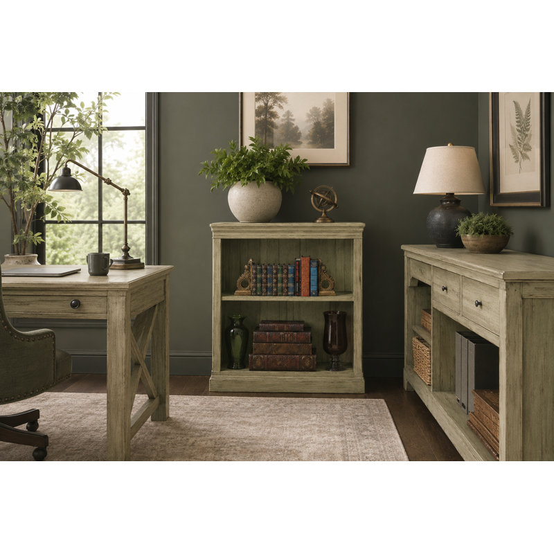 Sherita Bookcase, European Green, (1 Shelf) 36” H x 32” W x 14.25” D