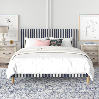 Avery Platform Bed In Anderson Stripe Navy