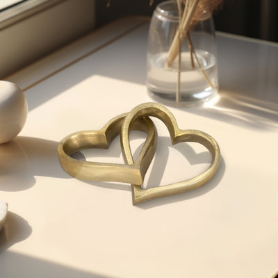 Hayslett Decorative Object Aluminum Heart Shape Glam Style for Home Office Bedroom Living Room Decor - 2" Gold & Metallic