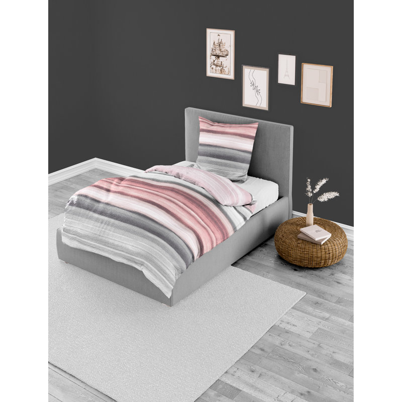 Cotton Striped Duvet Cover Set with Pillow Shams Included