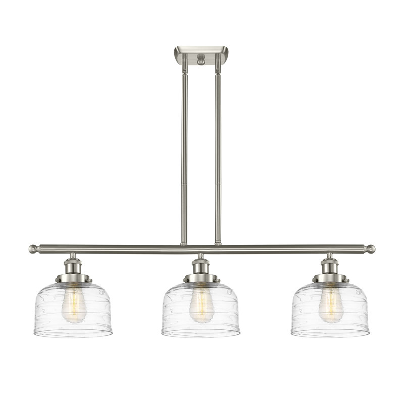 Luminaire suspendu linéaire à 3 lumières pour îlot de cuisine Harto, DEL, Nickel satiné brossé