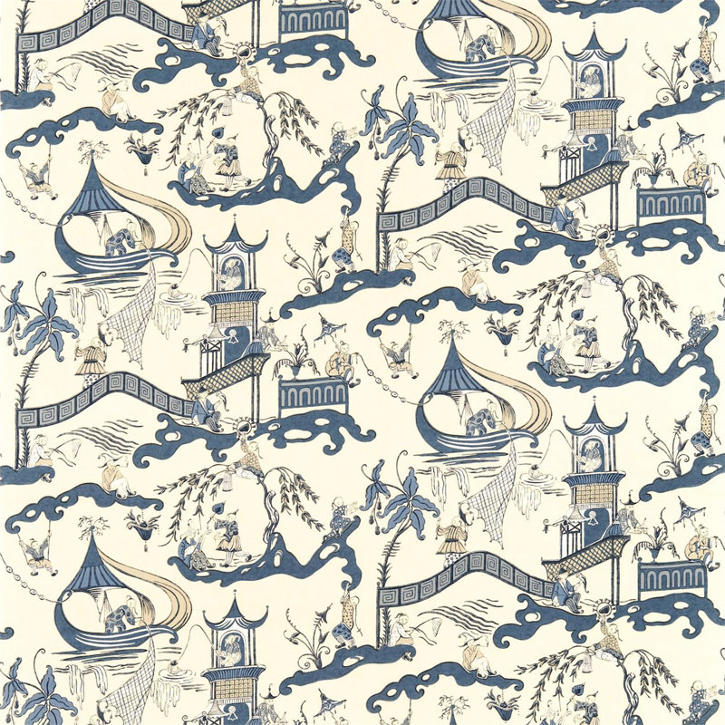 Pagoda River Fabric, Indigo/Blue