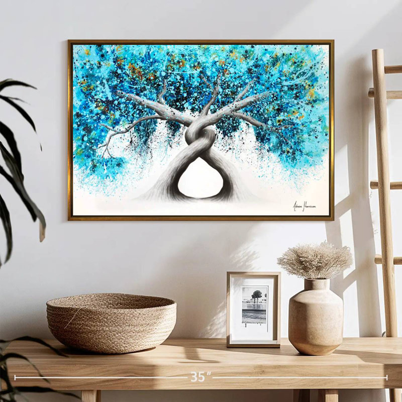 Torsion des arbres récifaux, 25 po x 17 po, Cadre flottant doré