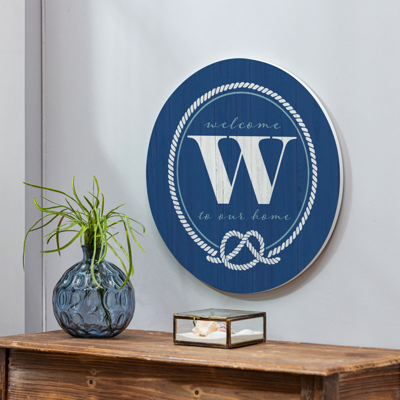 Coastal Door Decor Monogram Blue 18" W W, Blue/White