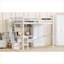 Lit mezzanine pleine grandeur en pin massif blanc pur, cadre multifonctionnel tout-en-un pour une petite chambre à coucher