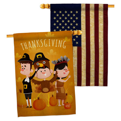 Drapeau de maison en polyester 40 x 28 po Pilgrims Thanksgiving