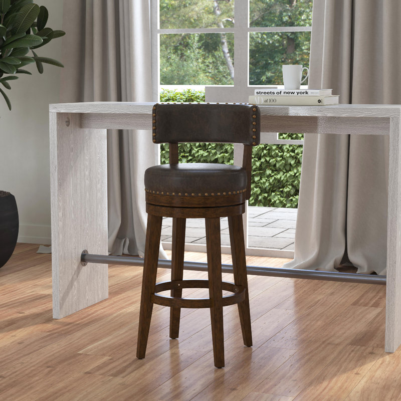 Wendover Upholstered Wood Swivel Stool, Bar Stool (30" Seat Height)