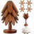 Tree Coasters, Wooden Trivets For Hot Dishes/Pot/Bowl/Teapot/Pans, Tree Shape Trivet Set - 4 Wooden Trivets + 1 Stand Stored, Gifts (Leaf Pattern - 4Pcs)