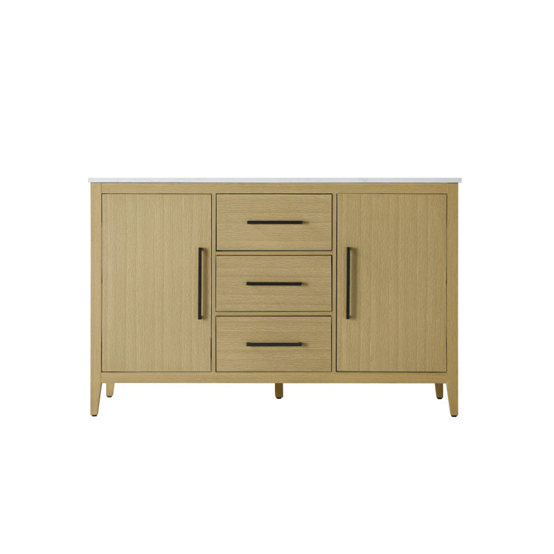 54 Inch Double Bathroom Vanity, Honey Brown