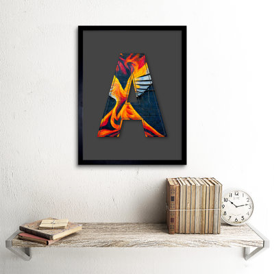 Letter A Phoenix Rising Decorative Graffiti - Single Picture Frame Print