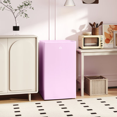 3.2 Cu.Ft Mini Fridge with Freezer, Single Door Compact Refrigerator with Adjustable Thermostat, Shelf and Reversible Door for Bedroom, Dorm, Home Office, Energy Efficient, 
