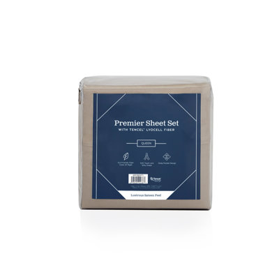 Sheet Set, Split California King Size, Sandstone – Soft Sateen Weave, Temperature Regulating, Deep Pocket Up To 18"