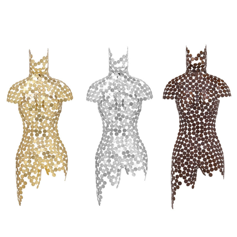 Domenic Anele Female Torso Iron Wall Decor, Gold Leaf