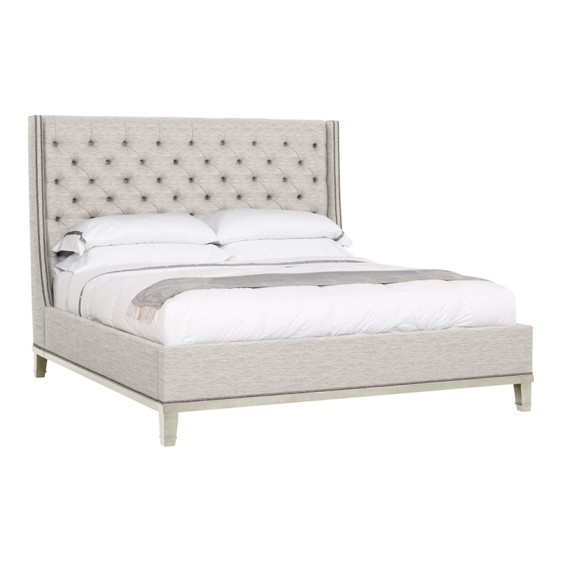 Michael Weiss Solid Wood Wingback Bed, Impala Linen, Wrenn