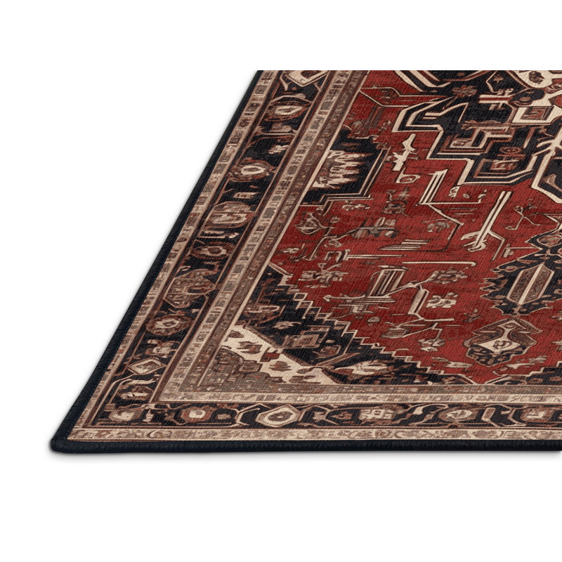Machine Washable Persian Brown Area Rug, Rectangle 5' x 8'