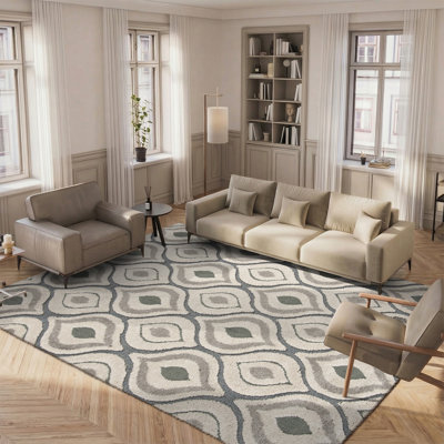 Bryer Geometric Cream/Light Blue Area Rug