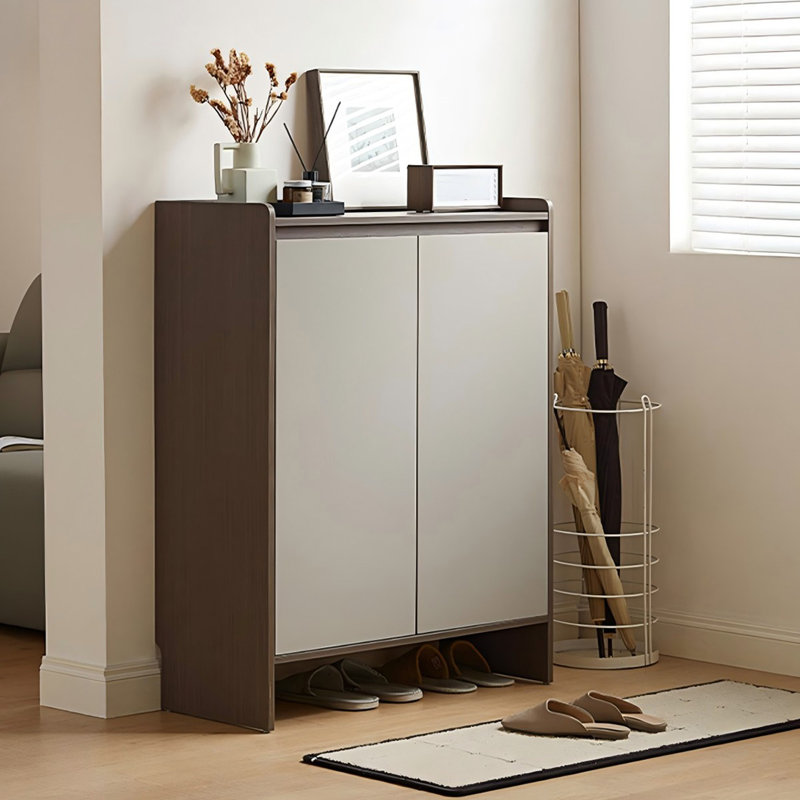Dark-coffee+Light-grey Manufactured Wood Shoe Storage