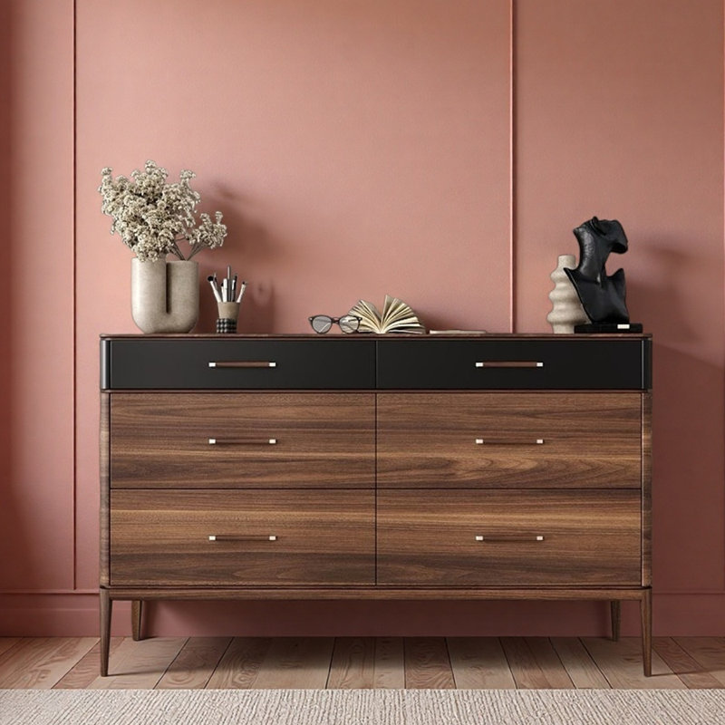 Commode d'entrée en bois massif chinois, Brun foncé / noir