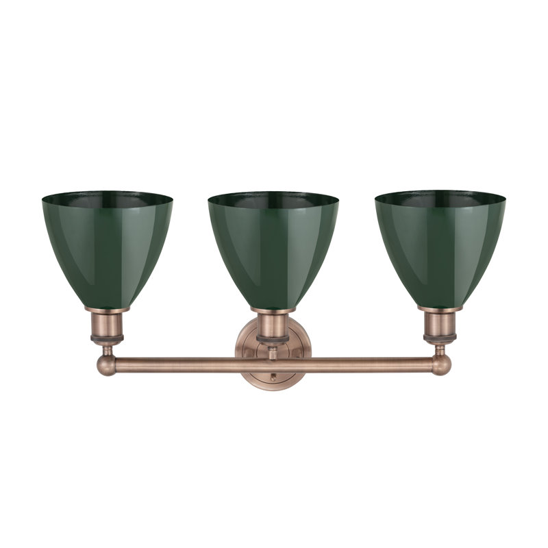 Anglie 3 - Light Dimmable Vanity Light, Green, Antique Copper