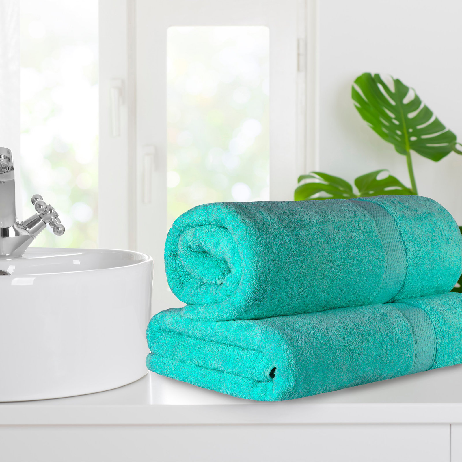 Renata 2-Piece Egyptian Cotton Bath Sheet Set, Turquoise