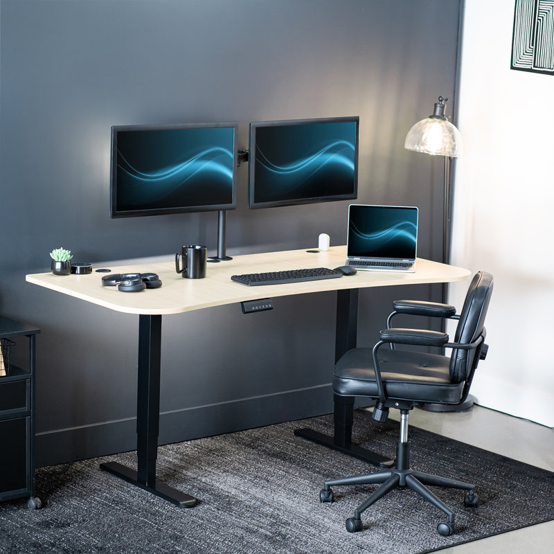 Bureau pour travailler debout à hauteur réglable, Bois clair / noir