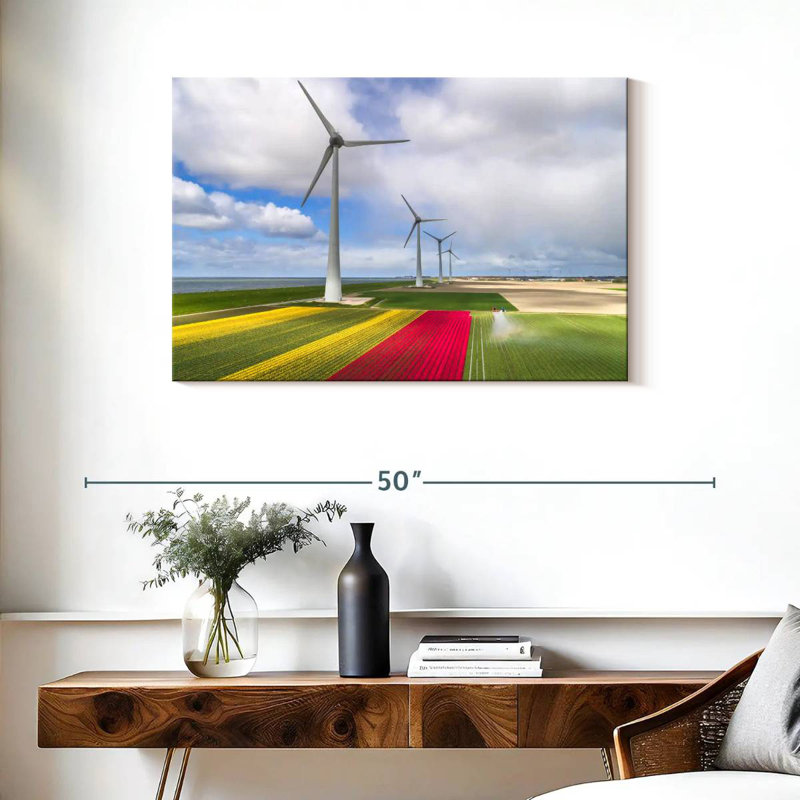 Lilie Wind Turbines And Tulip Fields, 24" H x 36" W